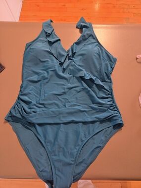 Teal Ruffle One-Piece Swimsuit